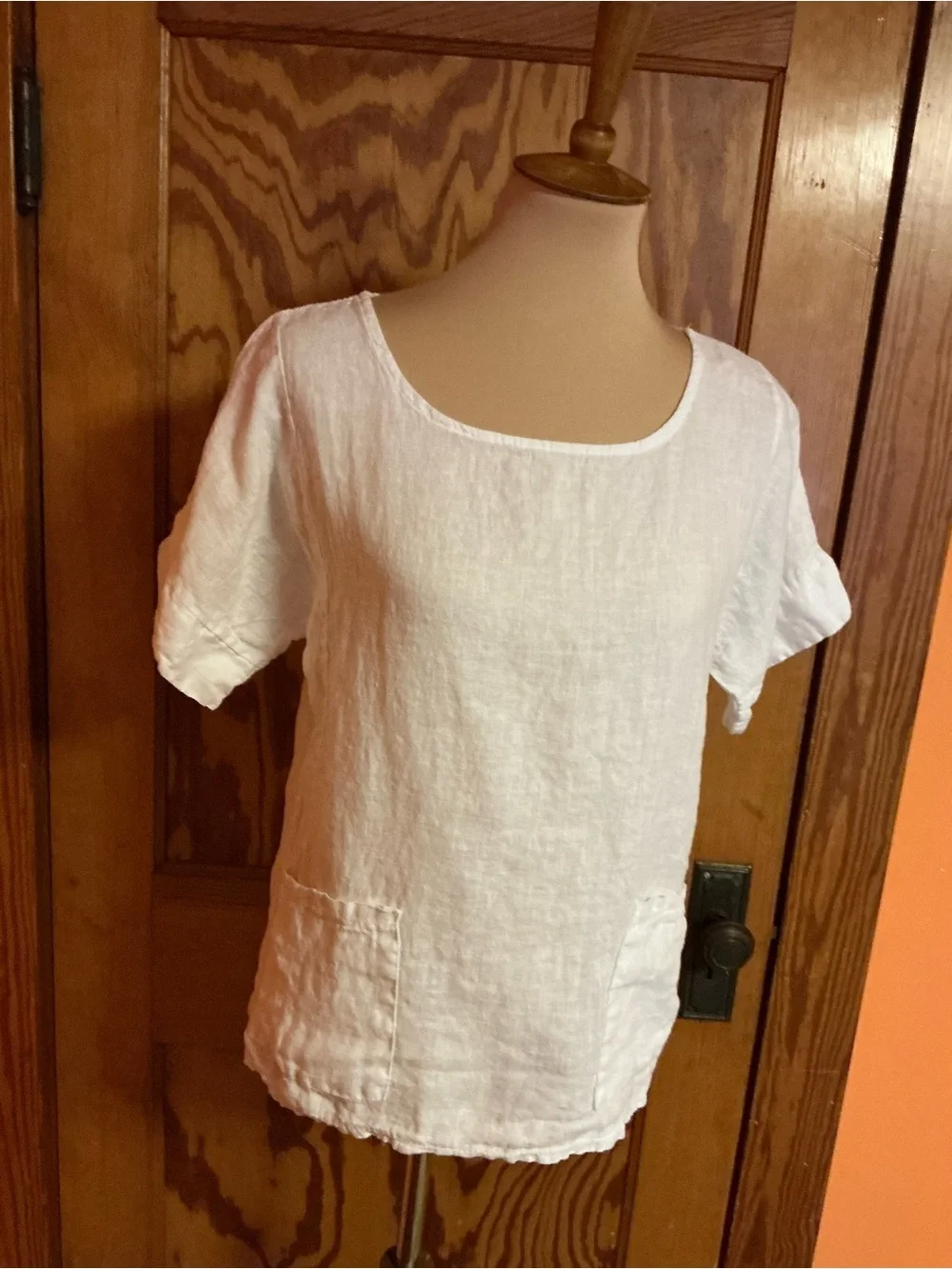 Francesca Bettini White Linen Tunic Top Made in Italy Pockets Medium - Picture 13 of 15